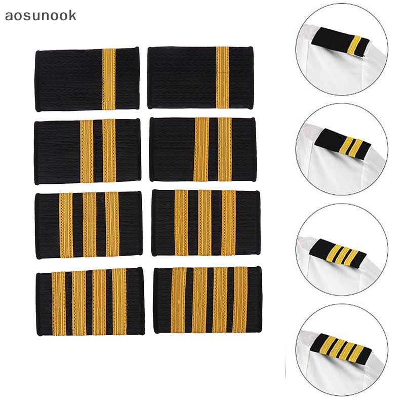 Aosunook 1 Cặp Huy Hiệu Cài Áo Đồng Phục Phi Công Kẻ Sọc Vàng