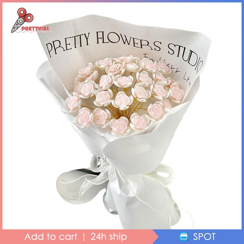 [Prettyia1] 18 Bông Hoa Hồng Giả Bằng Giấy Gói Quà DIY Đáng Yêu