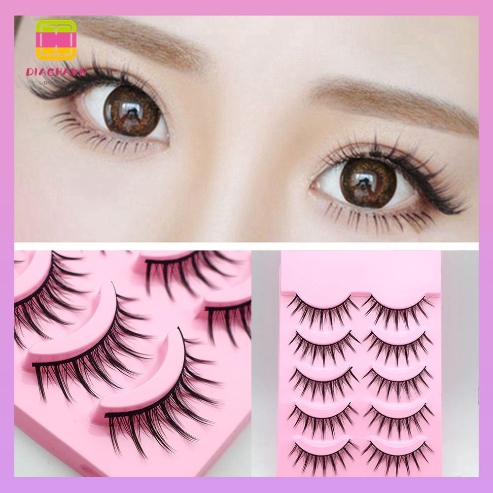 DIACHAVN Set 5 Cặp Lông Mi Giả Trang Điểm Tiện Dụng Chất Lượng Cao