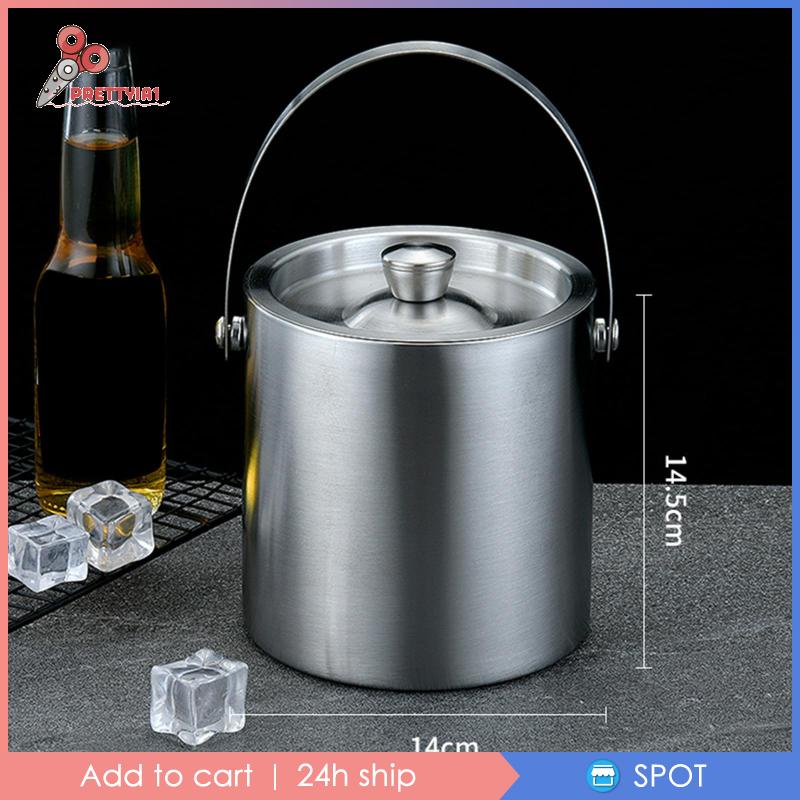 Xô Đựng Đá Giữ Nhiệt Bằng Thép Không Gỉ Hai Lớp Prettyia1 1.6L