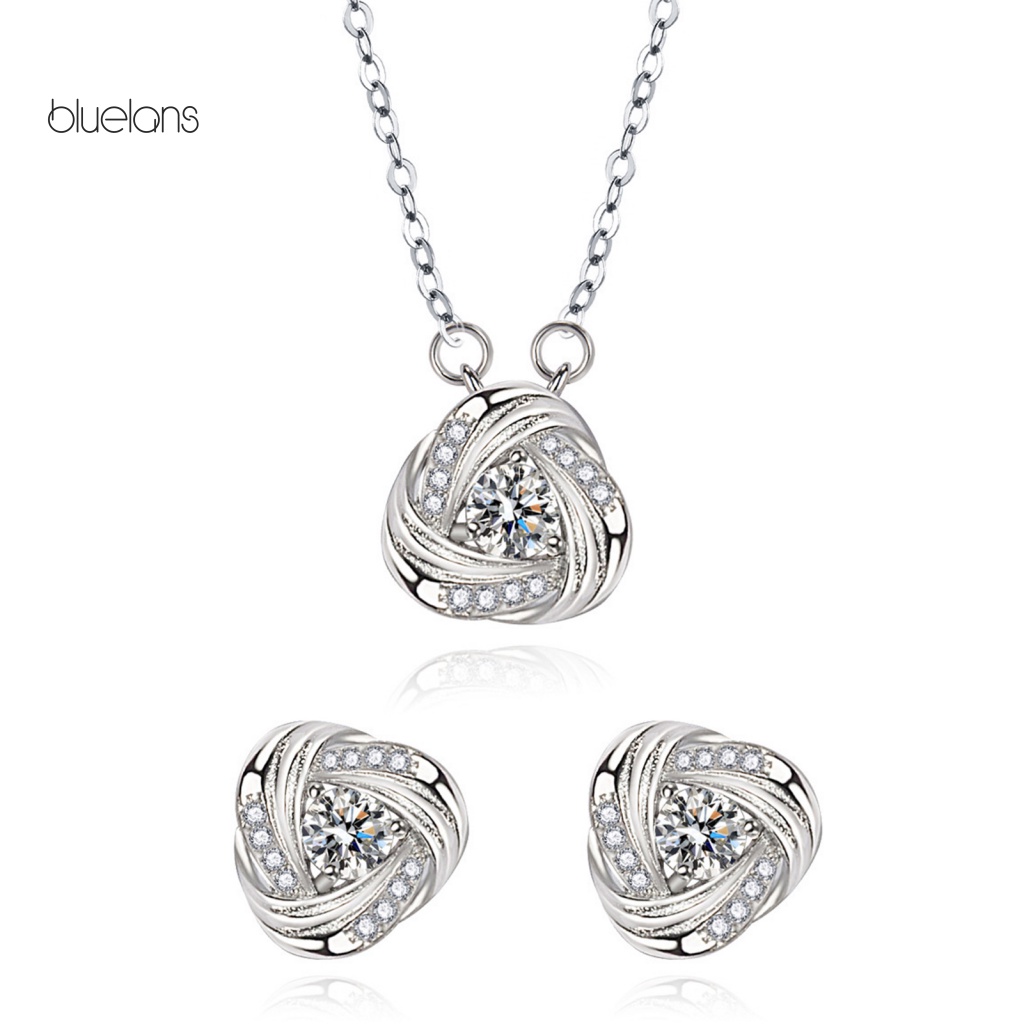 Set 2 Vòng cổ Và Bông Tai Hình Cánh Hoa Đính Đá Thời Trang Cho Nữ