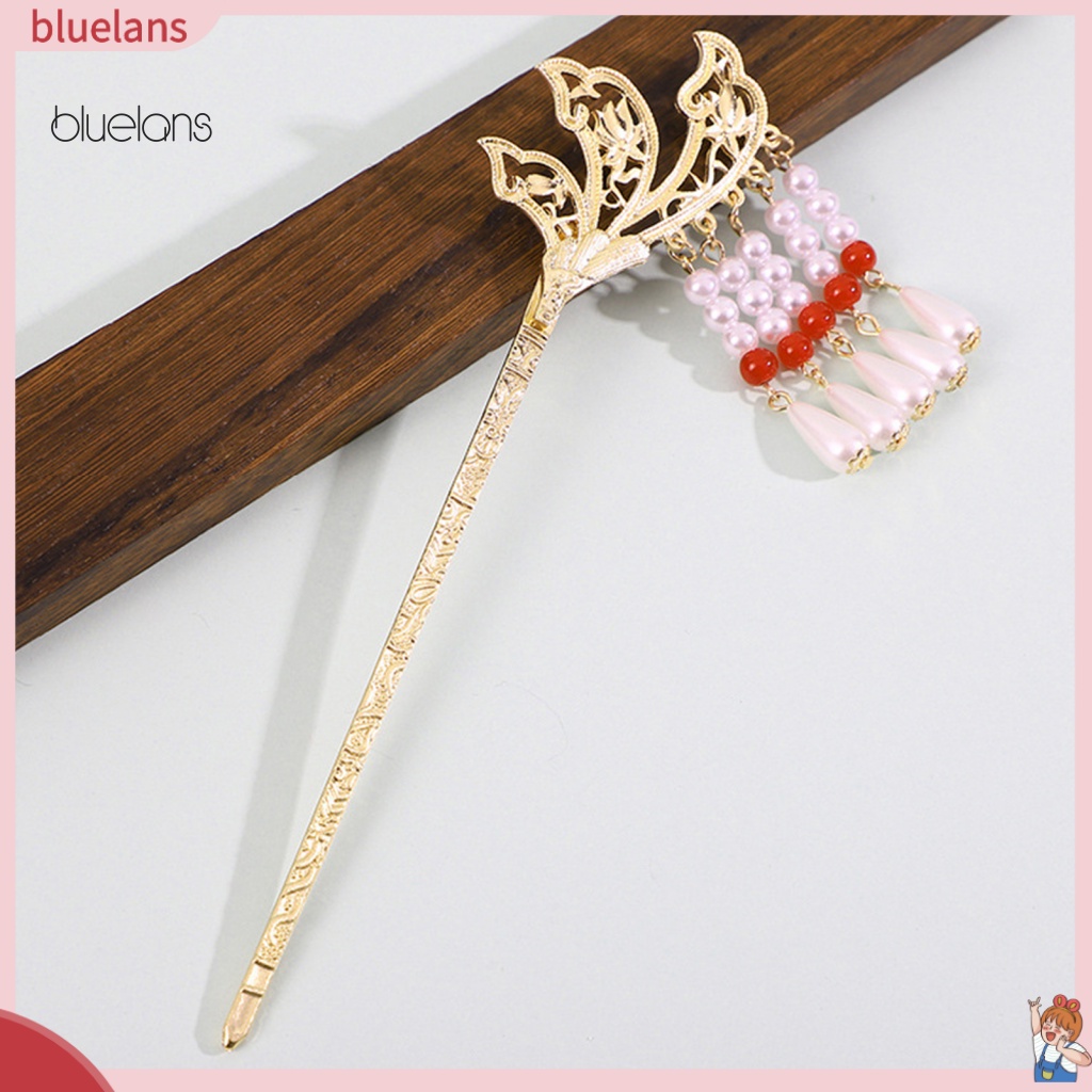 Trâm Cài Tóc Tua Rua Đính Ngọc Trai Giả Phong Cách Trung Hoa Cổ Điển
