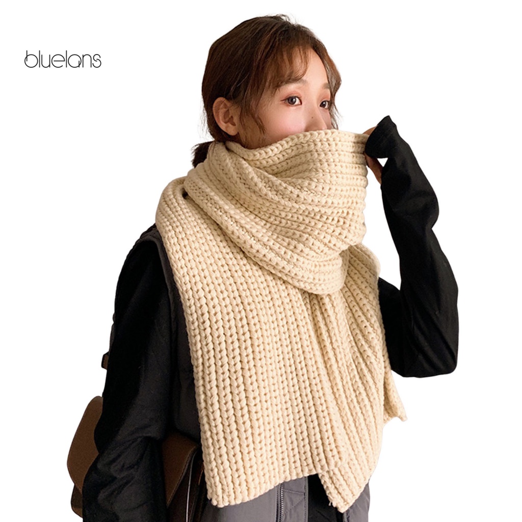 Khăn Choàng Dệt Kim Dày Dặn Mềm Mại Màu Trơn Giữ Ấm Thoải Mái Cho Nữ