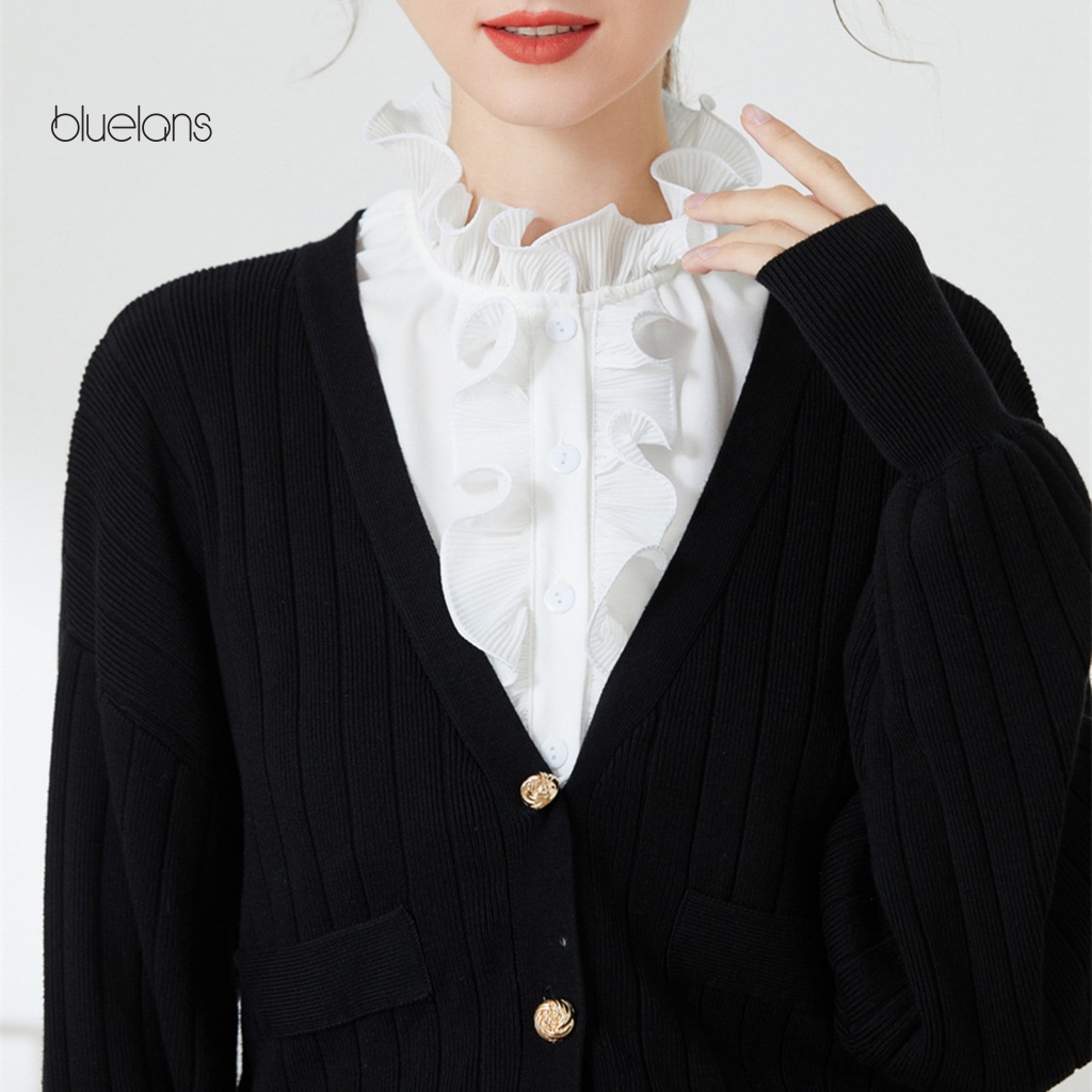 Cổ Áo Sơ Mi Giả Màu Trơn Phối Ren Kiểu Vintage Thanh Lịch Cho Nữ