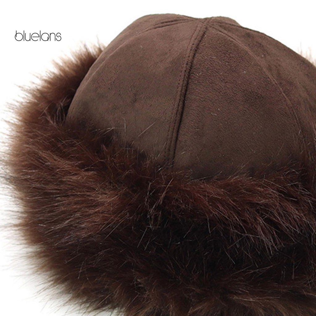 Mũ Lông Giả Dày Dặn Màu Trơn Chống Lạnh Thời Trang Cho Nữ