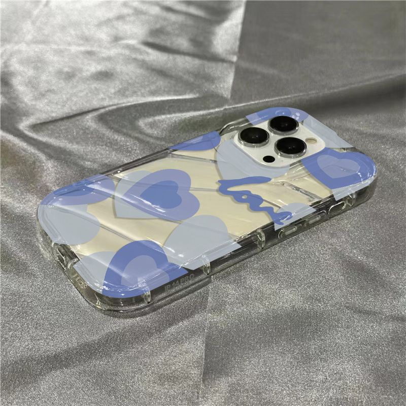Ốp Điện Thoại Mềm Trong Suốt Họa Tiết Trái Tim Dễ Thương Cho iPhone14promax11 78xr / Blue 1312