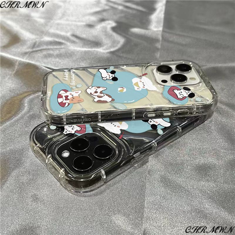 Ốp Điện Thoại Dẻo Trong Suốt Họa Tiết Chú Chó &amp; Chữ Play Dễ Thương Cho iPhone14promax 1312 / 11 7 / 8plus xr / sins YMSQ