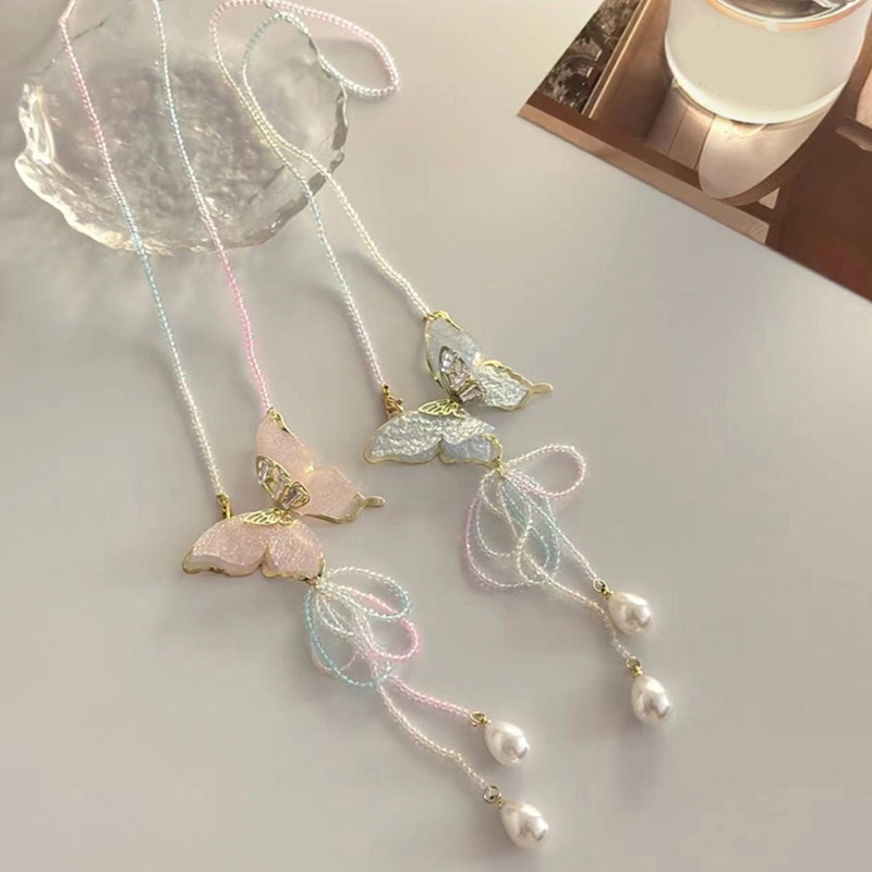 Vòng cổ Chuỗi Hạt Mặt Hình Bướm Ngọt Ngào Cho Nữ