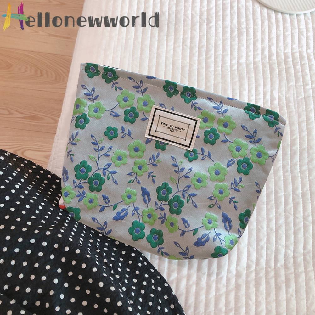 Túi Đựng Mỹ Phẩm Du Lịch Bằng Vải Canvas In Họa Tiết Hoa Sức Chứa Lớn Cho Nữ