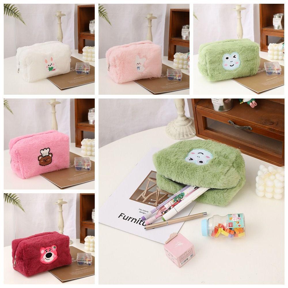 ANEMONE Túi Đựng Mỹ Phẩm Cỡ Lớn Họa Tiết Thỏ / Gấu Hoạt Hình Đơn Giản Cho Nữ