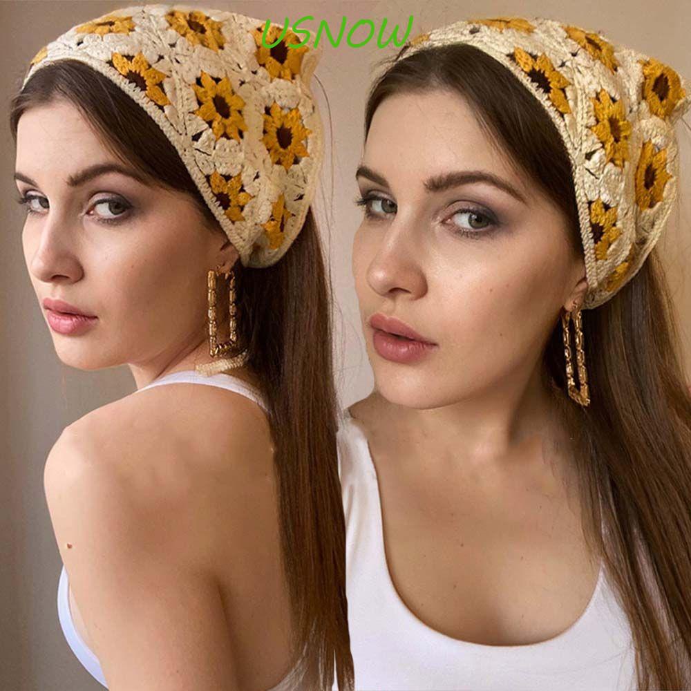 USNOW Khăn Choàng Cổ Tam Giác In Họa Tiết Hoa Dễ Thương Phong Cách Bohemian Thời Trang Mùa Hè Cho Nữ