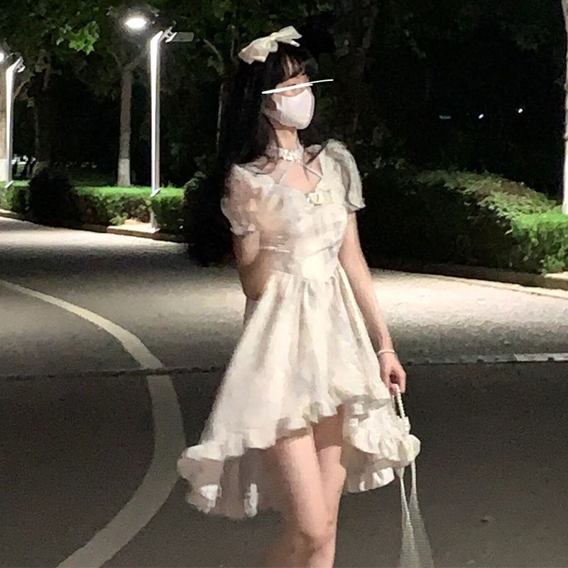 Đầm Công Chúa Ôm Eo Đính Nơ Thời Trang Mùa Hè Ngọt Ngào Cho Nữ