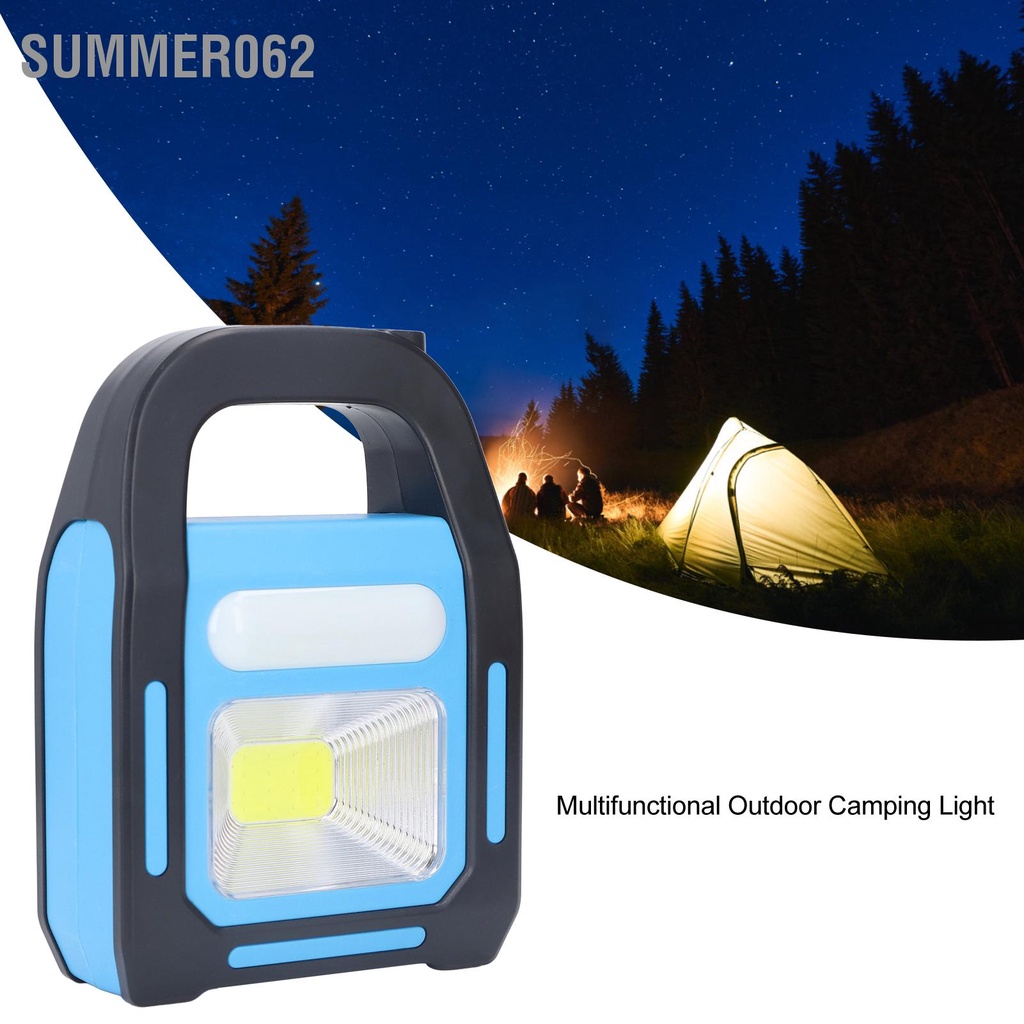 Summer062 Đèn Cắm Trại Năng Lượng Mặt Trời 3 Trong 1 Hộ Gia Đình Máy Tính Để Bàn Khẩn Cấp Ánh Sáng Mạnh Tầm Xa Di Động Sạc USB Xanh Dương