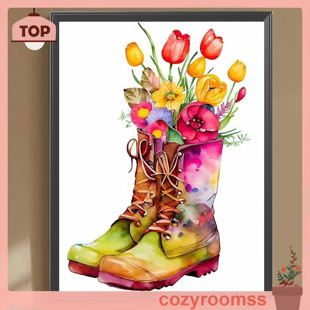 Bộ Tranh Đính Đá 5D Họa Tiết Hoa Xinh Xắn Độc Đáo DIY Dùng Trang Trí Nhà Cửa