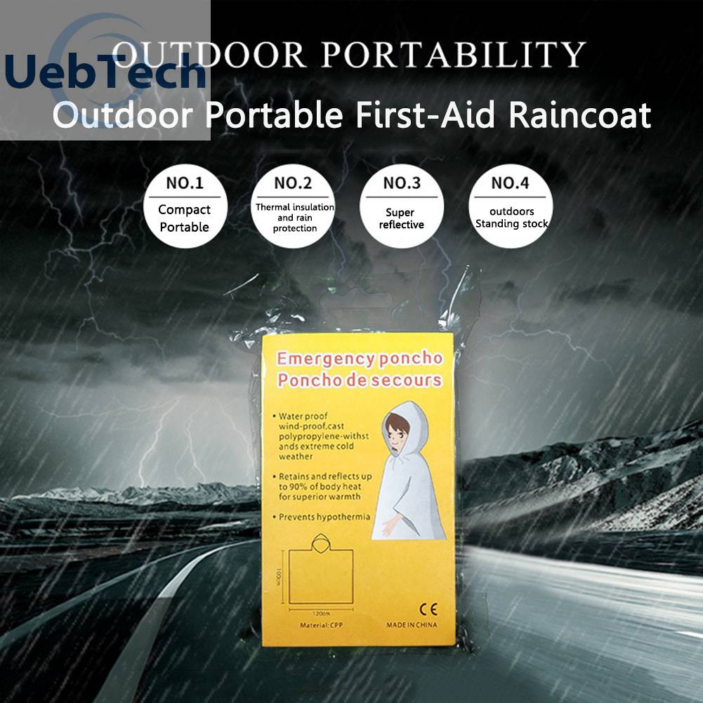 Áo Mưa Khẩn Cấp Có Mũ Trùm Bằng Màng Nhôm Tiện Dụng Cho Nam Và Nữ