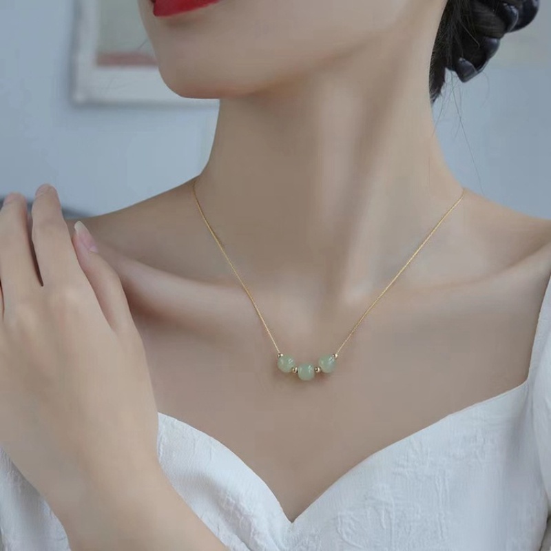 Vòng cổ Ngọc Bích Hetian Nhẹ Nhàng Sang Trọng Thời Trang Hàn Quốc Cho Nữ