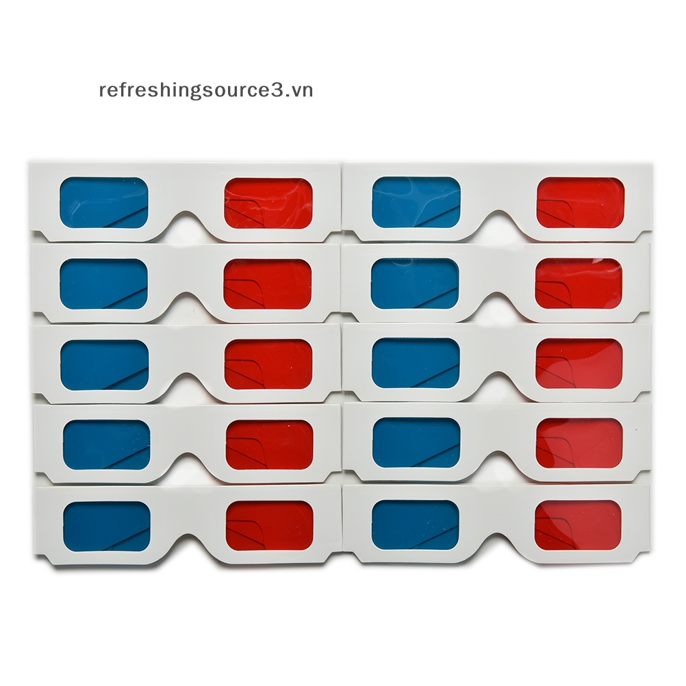 Set 10 Kính 3D Bằng Giấy Các Tông Màu Đỏ / Xanh Dương Cyan Làm Mới Video 3.vn