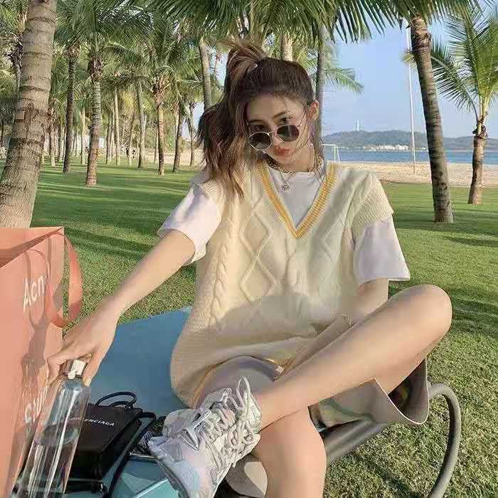 Áo Dệt Kim Sát Nách Dáng Rộng Thời Trang Xinh Xắn Cho Nữ