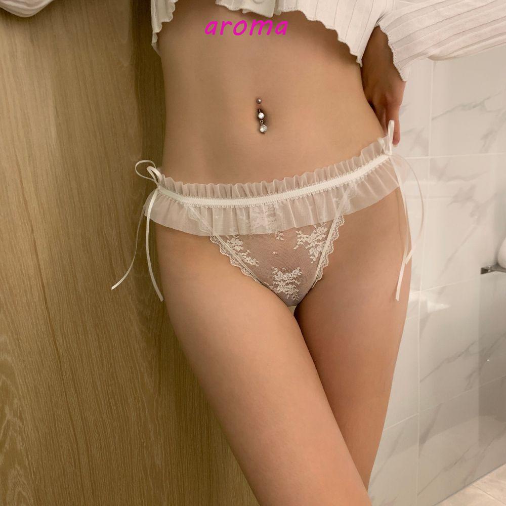 AROMA Quần Lót Lưới Lưng Thấp Thêu Họa Tiết Gợi Cảm Cho Nữ