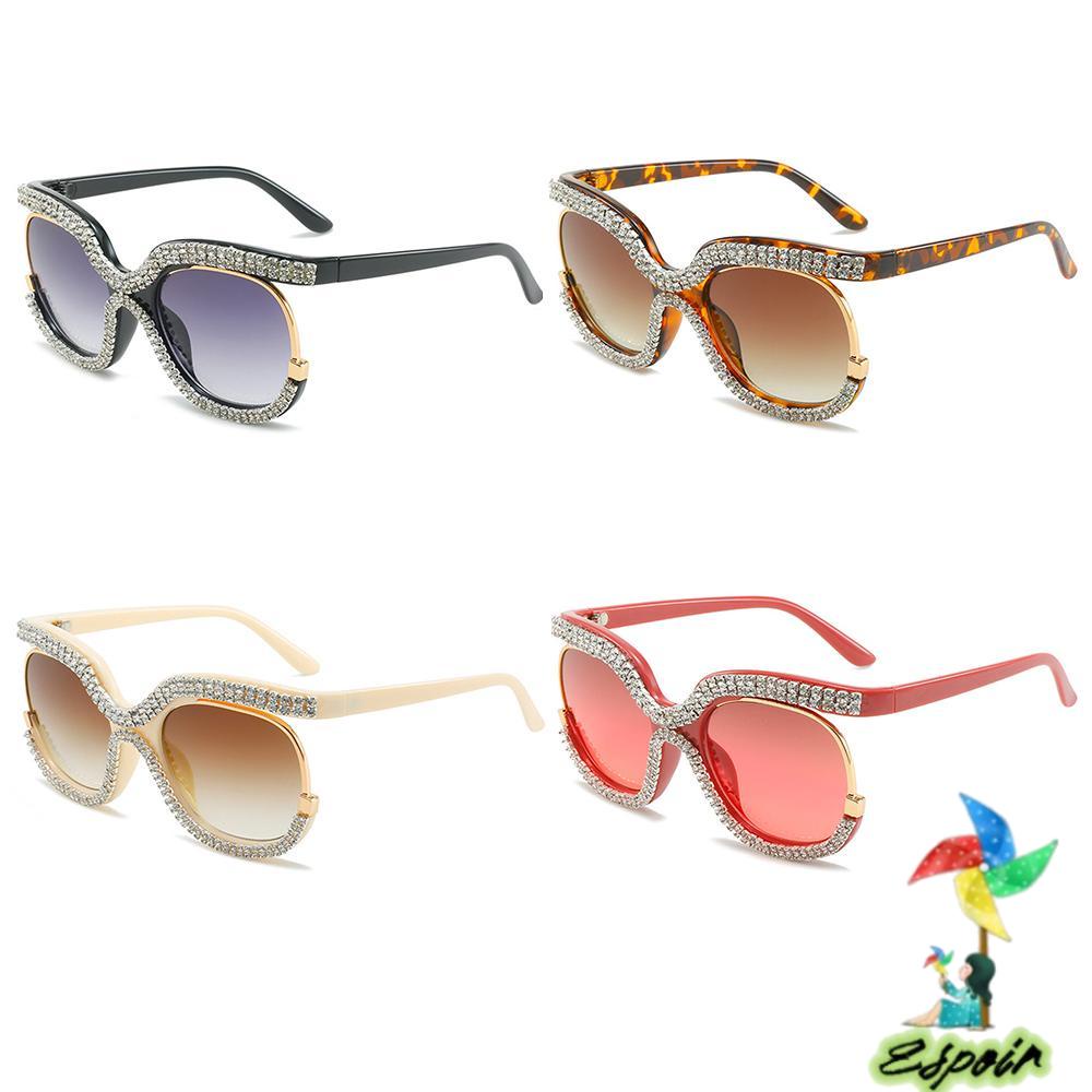 ESPO Kính Râm Nữ Đính Đá Pha Lê Phong Cách Retro Đi Biển / Du Lịch