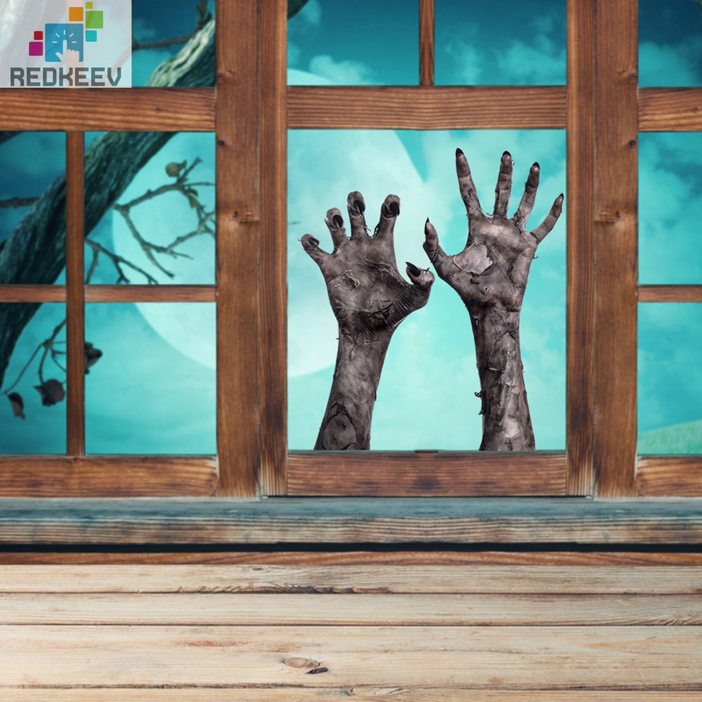 2 Miếng Dán Tường / Cửa Sổ Hình Bàn Tay Ma Kinh Dị 3D
