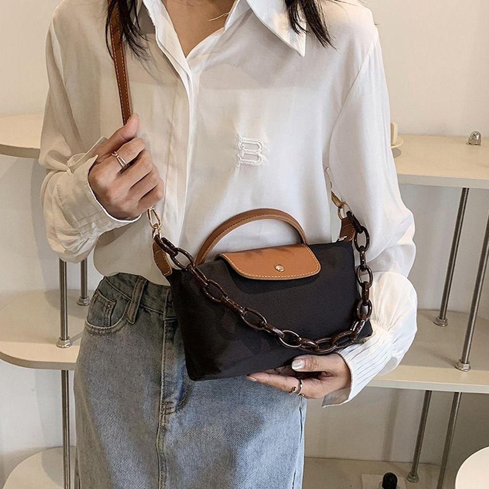 Túi Xách Da PU Nylon Cỡ Lớn Phối Dây Xích Đeo Vai Sành Điệu Cho Nữ