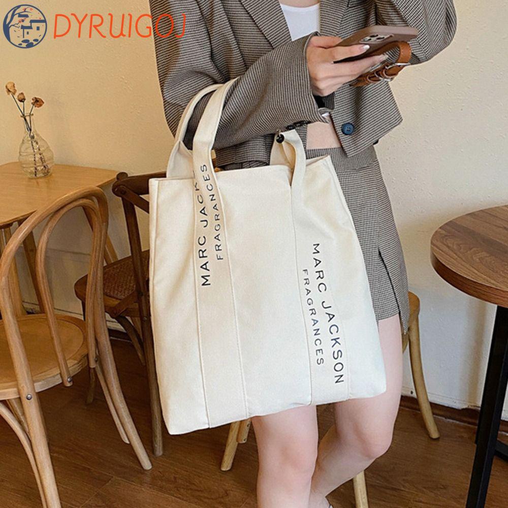 Túi Xách Vải Canvas Cỡ Lớn In Chữ Phong Cách Hàn Quốc Cho Nữ