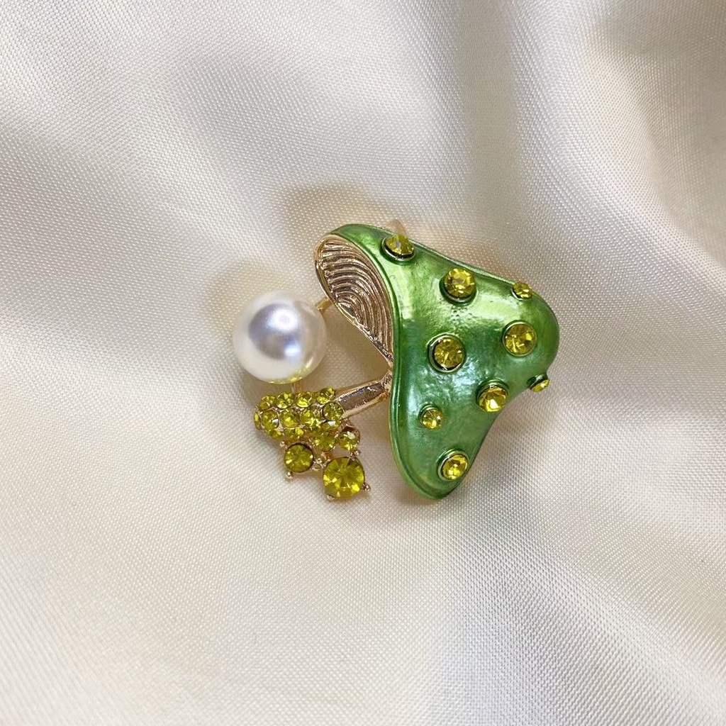 Ghim Cài Áo Hình Cây Nấm Đính Đá Nhân Tạo Thời Trang