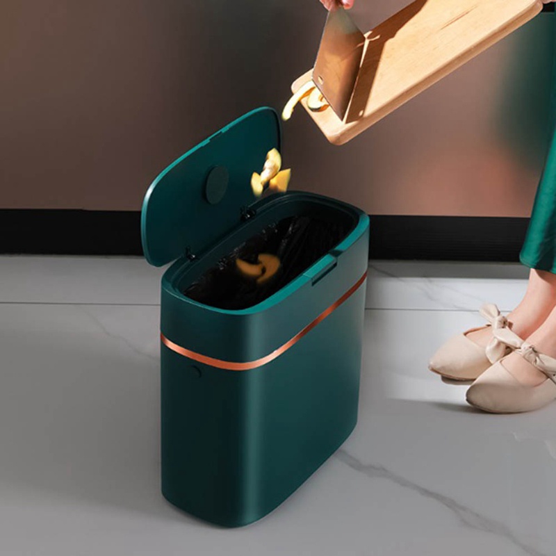1 Thùng Rác 16 Lít Có Nắp Và Tay Cầm Bằng Nhựa Màu Xanh Lá Đậm Cho Phòng Ngủ / Phòng Ngủ / Thùng Rác / Văn Phòng / RV
