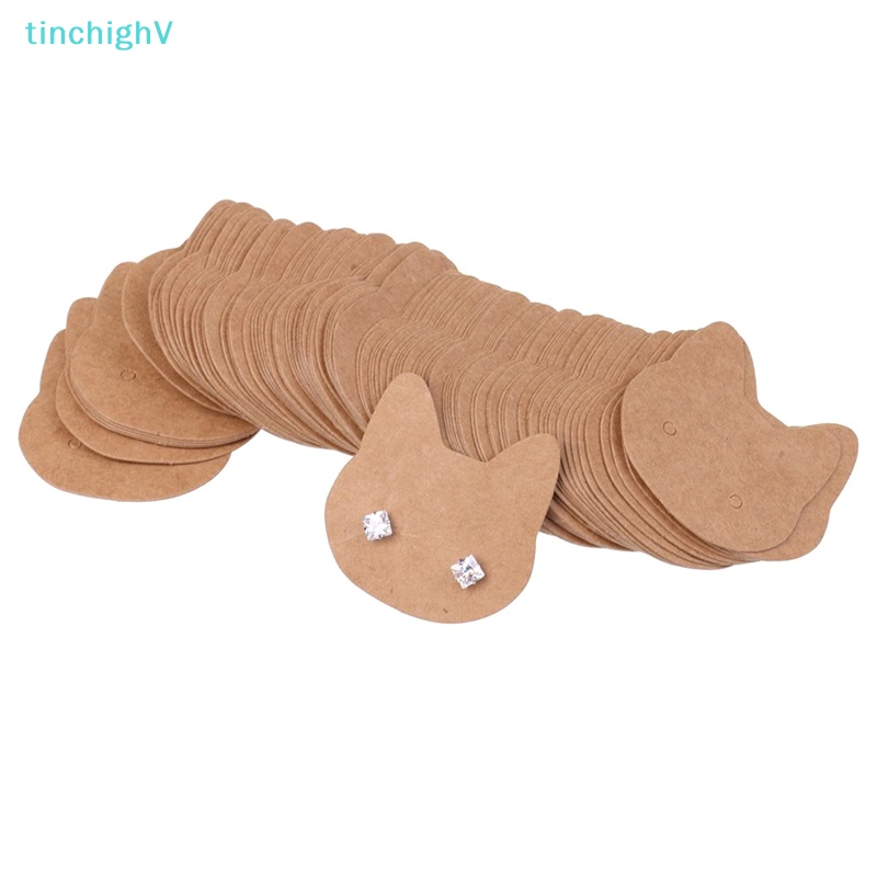 Set 100 Thẻ Giấy Các Tông Hình Mèo Dùng Để Trưng Bày Bông Tai / Vòng cổ DIY