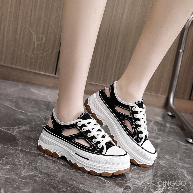Giày Vải Canvas Br312 Thời Trang Mùa Hè 2023 Đế Dày Tăng Chiều Cao Thoáng Khí Phong Cách Mới Cho Nữ