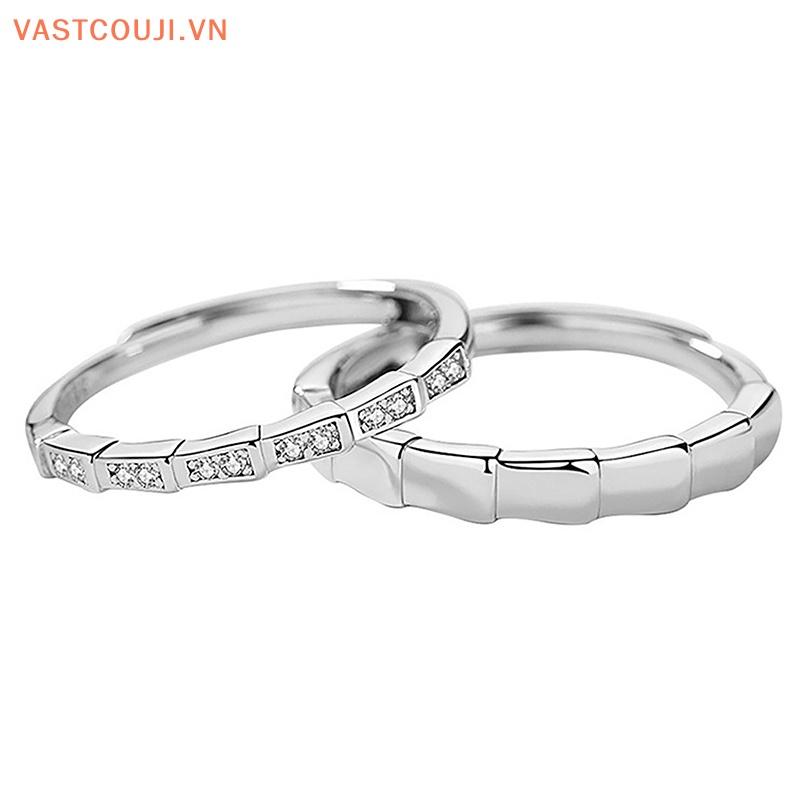 Nhẫn Cặp Bằng Tre Đính Đá Zirconia Chất Lượng Cao Sáng Tạo Có Thể Điều Chỉnh Kích Thước