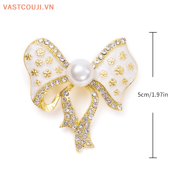 Ghim Cài Áo Hình Nơ Đính Đá Ngọc Trai Chống Ánh Sáng Thời Trang Cho Nữ