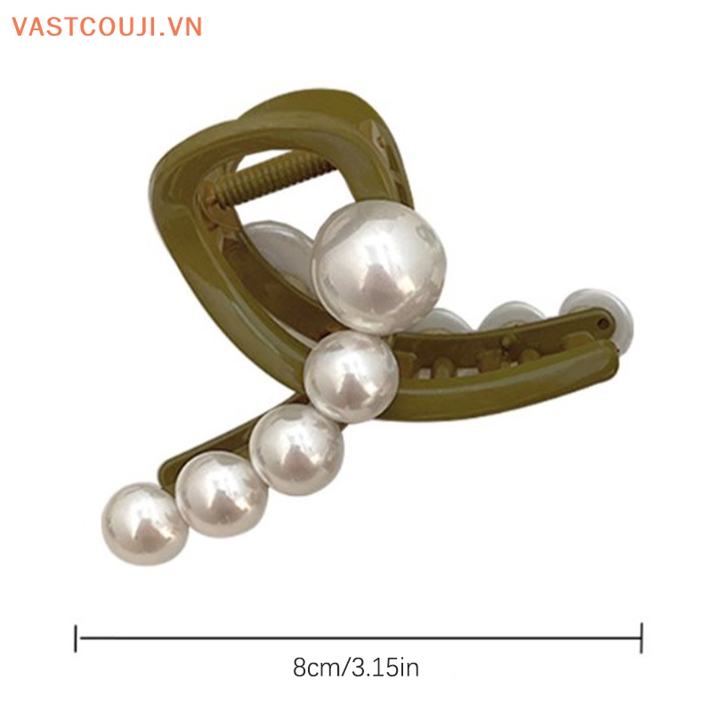 Kẹp Tóc Càng Cua Bằng Nhựa Mỏng Đính Ngọc Trai Không Đối Xứng Chống Trượt Thời Trang Mùa Hè Cho Nữ
