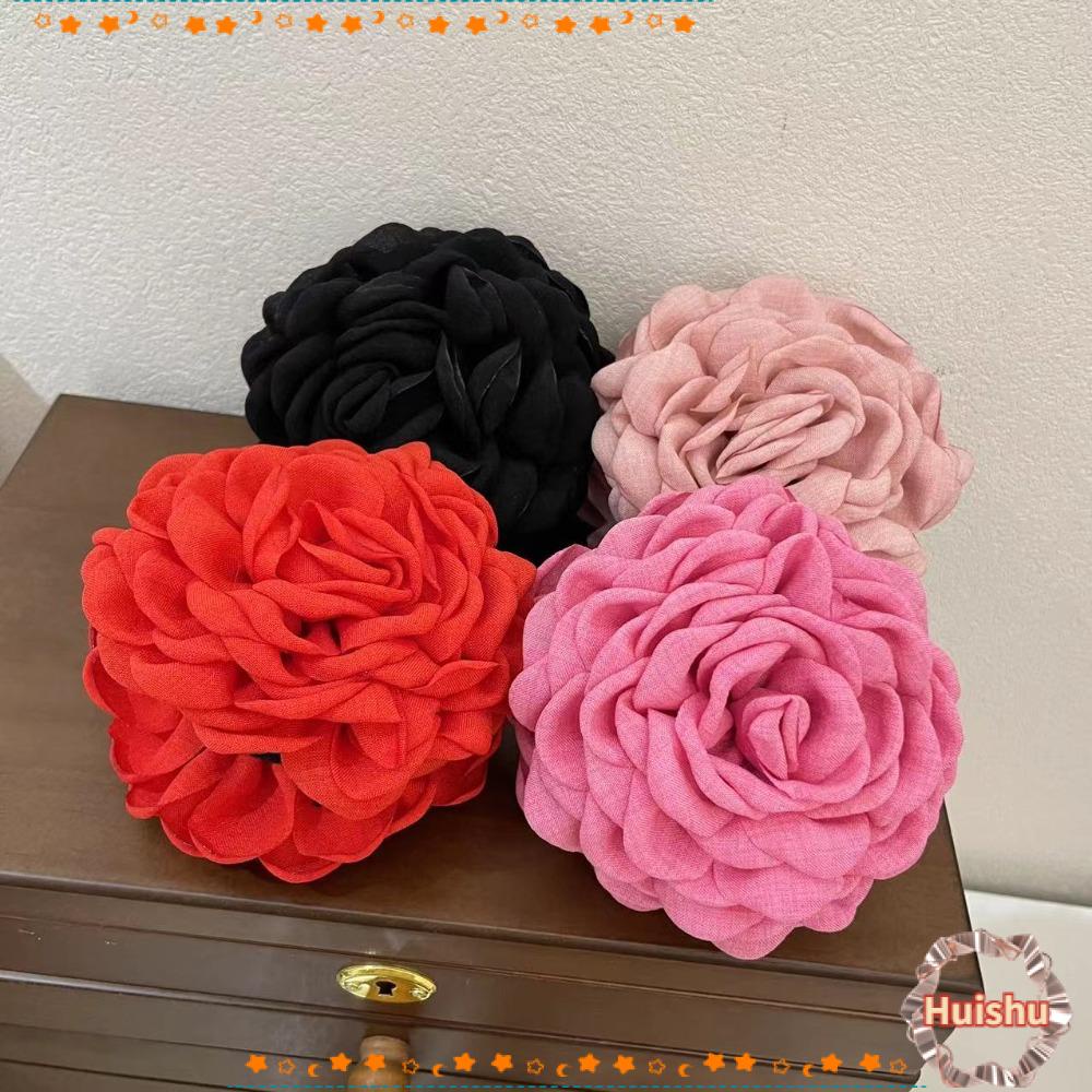 HS Kẹp Tóc Hoa Hồng / Cua Bằng Nhựa + Vải Thủ Công Phổ Biến Cho Nữ