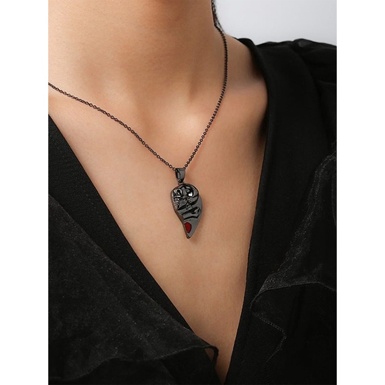 Ygt Set 2 Vòng cổ Mặt Trái Tim Đầu Lâu Từ Tính Thiết Kế Đơn Giản Sáng Tạo Cho Cặp Đôi