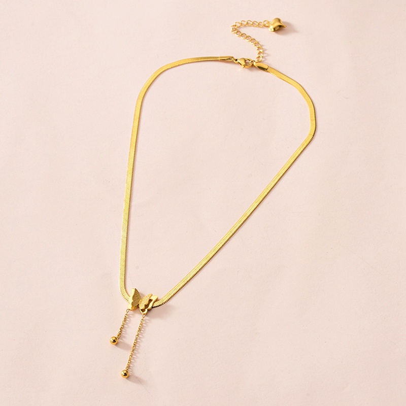 Ygt Vòng cổ Choker Mặt Hình Bướm Lưỡi Thép Không Gỉ Phong Cách Vintage Cho Nữ