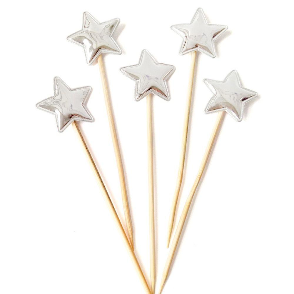 YANN1 Set 25 Topper Cắm Trang Trí Bánh Kem Hình Vương Miện / Ngôi Sao / Trái Tim / Trái Tim / Vàng / Bạc / Xanh Dương
