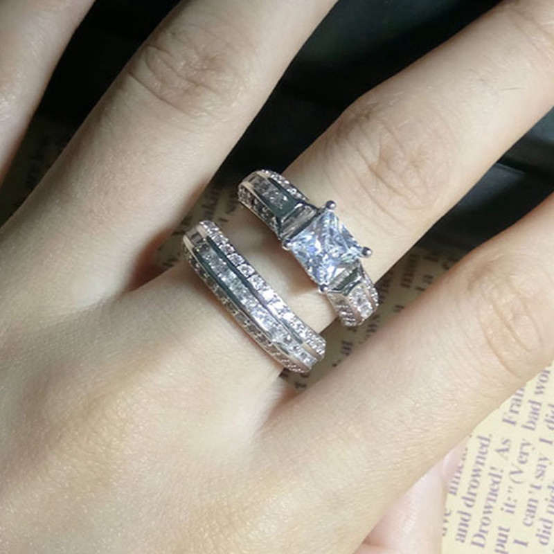 Ygt 1 Cặp Nhẫn Cưới Màu Bạc Hình Oval Sang Trọng Dành Cho Nữ