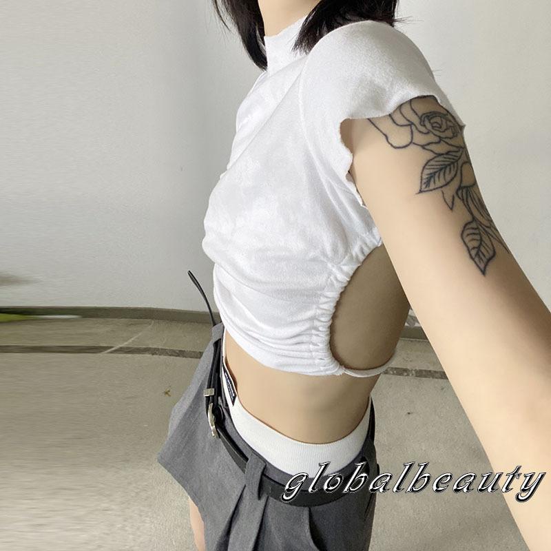 Áo Thun Crop Top Tay Ngắn Màu Sắc Đơn Giản Thời Trang Mùa Hè Dành Cho Nữ