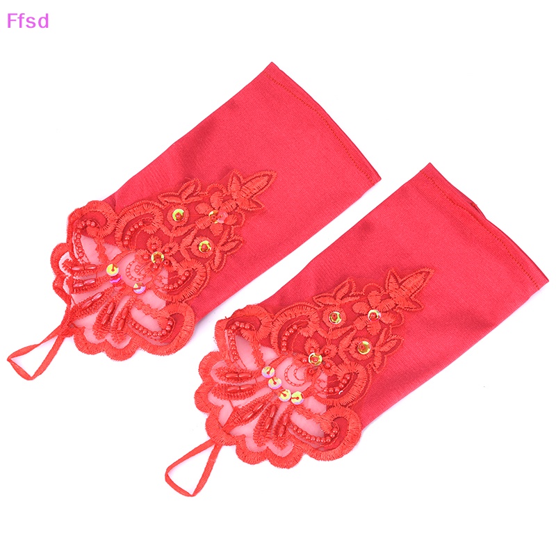{Ffsd} Găng Tay Ren Ngắn Hở Ngón Cho Cô Dâu Ngày Cưới Bán Chạy