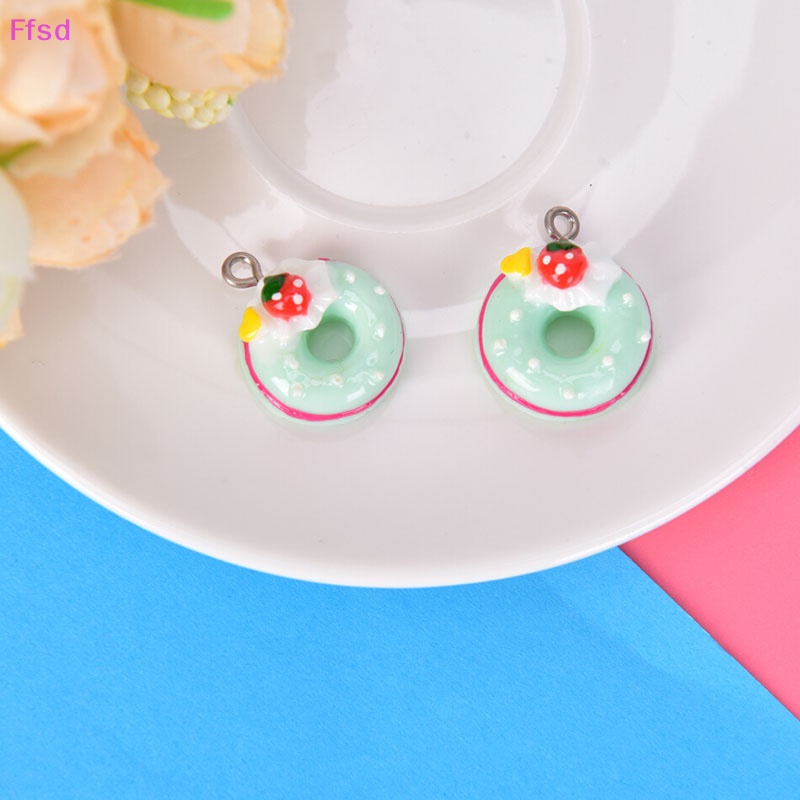 {Ffsd} Bộ 10 Mặt Dây Chuyền Hình Bánh Donut Mini DIY Trang Sức Ch Findings * Bán Chạy