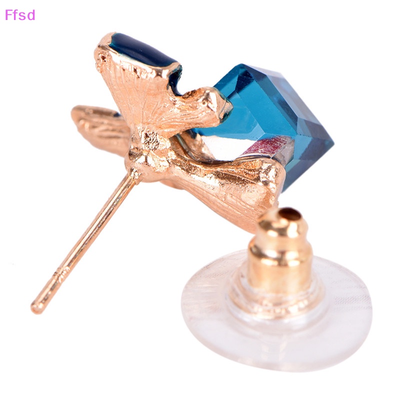 {Ffsd} Khuyên Tai Hình Nơ Tráng Men Đính Đá Pha Lê Xanh Dương Làm Quà Tặng Cho Nữ * Giảm Giá Hot