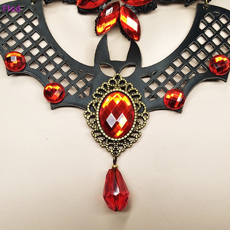 {Ffsd} Vòng Cổ Choker Ren Mặt Hình Dơi Đính Pha Lê Phong Cách Steampunk Gothic * Hàng Bán Chạy