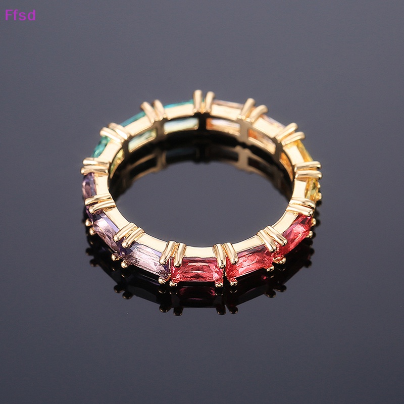 {Ffsd} Nhẫn Đính Đá Zircon Nhiều Màu Sắc Quà Tặng Kỷ Niệm Thời Trang Nữ