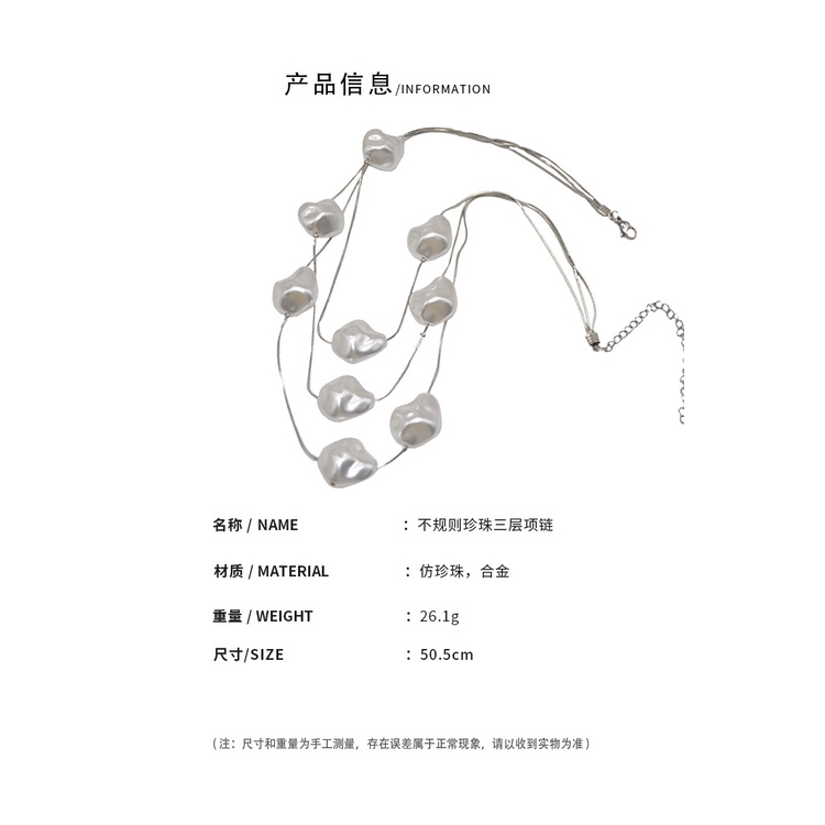 Vòng cổ Ba Lớp Đính Ngọc Trai Phong Cách Cá Tính Cho Nữ