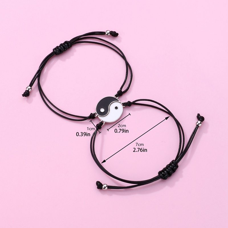 Ygt Set 2 Vòng Tay Âm Dương Bện Thủ Công Có Thể Điều Chỉnh Cho Cặp Đôi