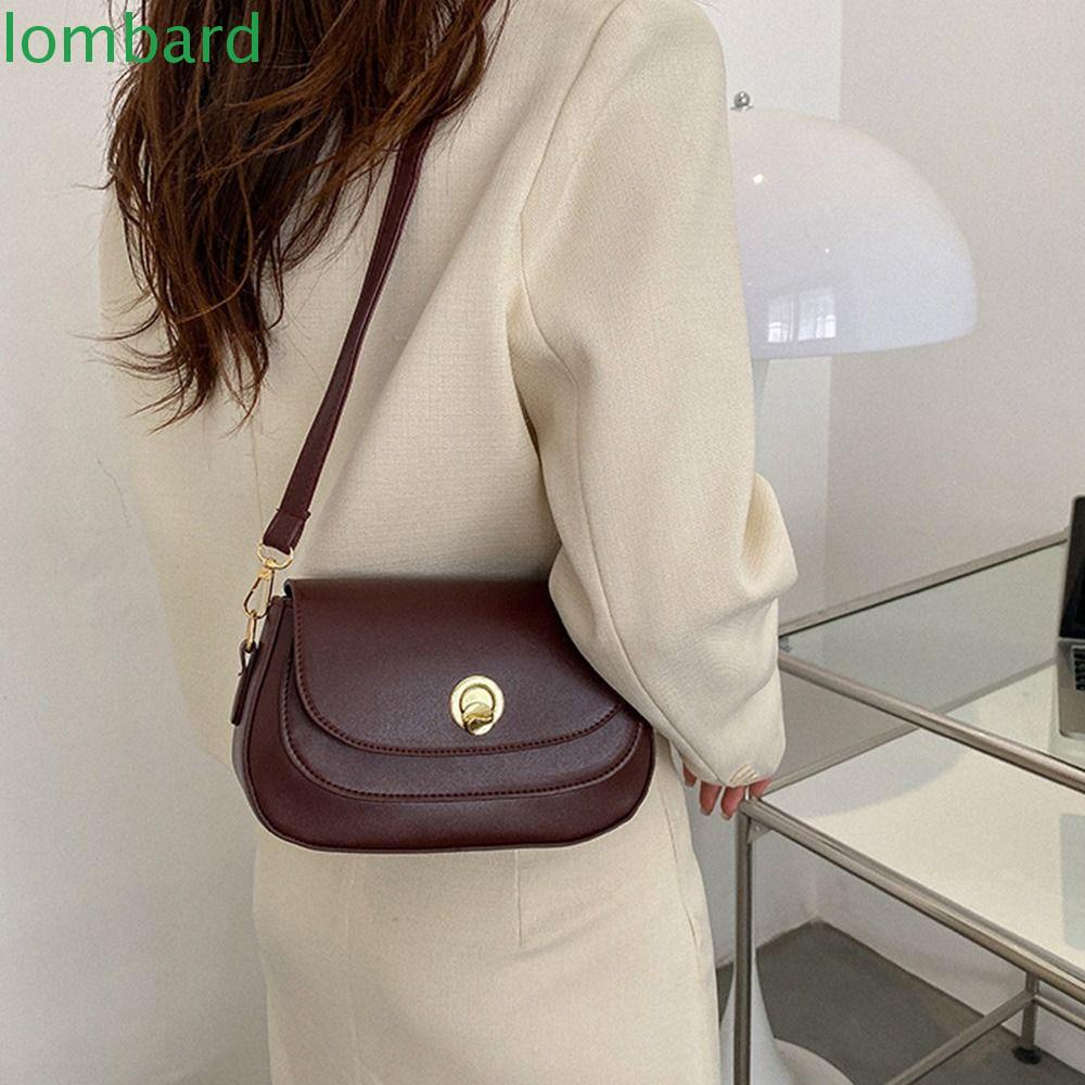 LOMBARD Túi Đeo Chéo Da PU Phong Cách Hàn Quốc Thời Trang Cho Nữ