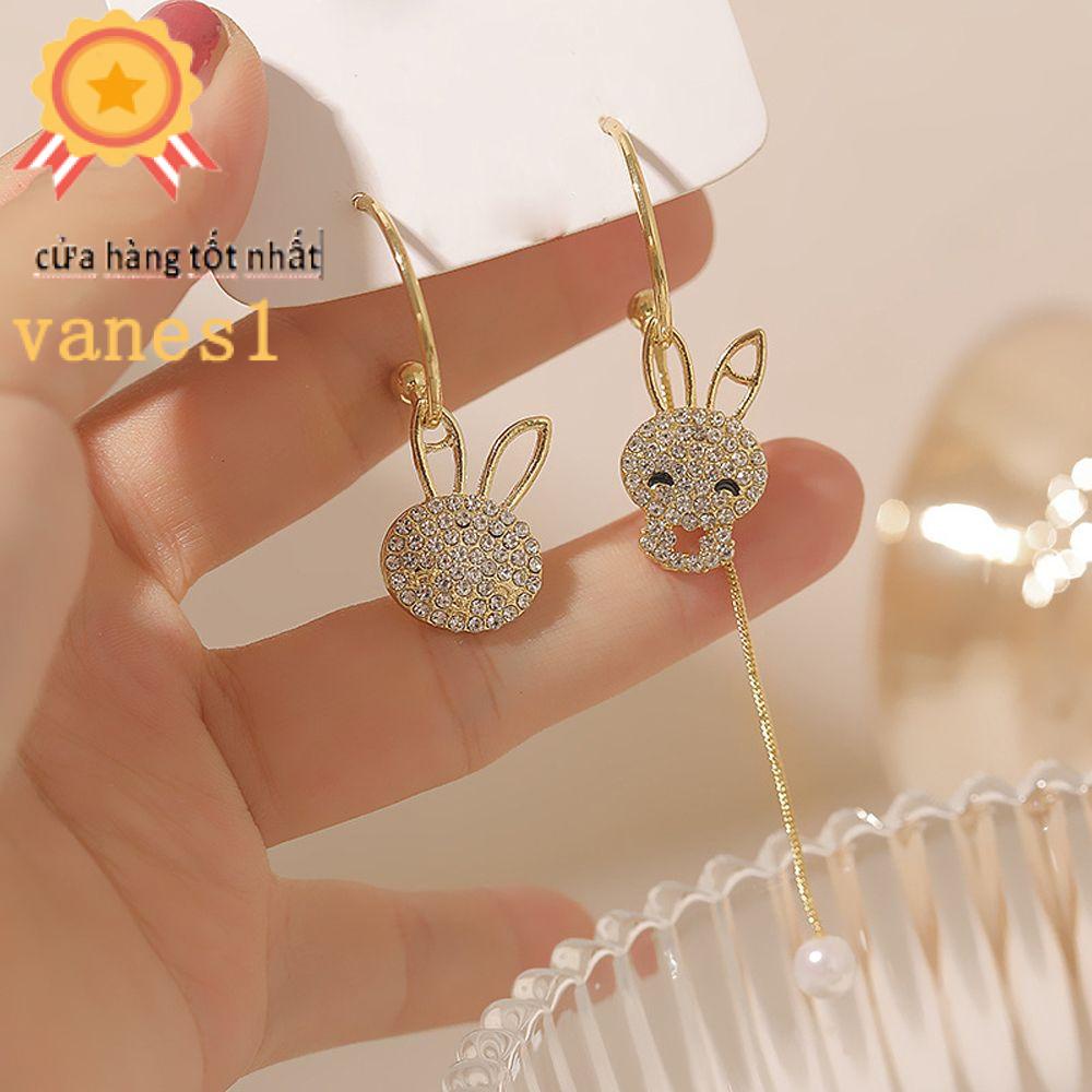 VANES1 Khuyên Tai Tua Rua Hình Thỏ Dễ Thương