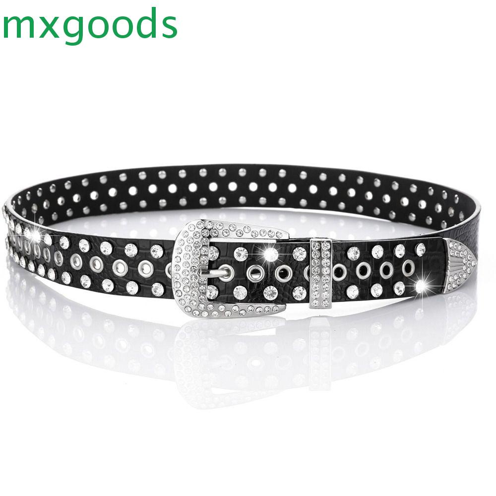 MXGOODS Thắt Lưng Da PU Đính Đá Phong Cách Gothic Harajuku Vintage Y2K Cho Nam Và Nữ